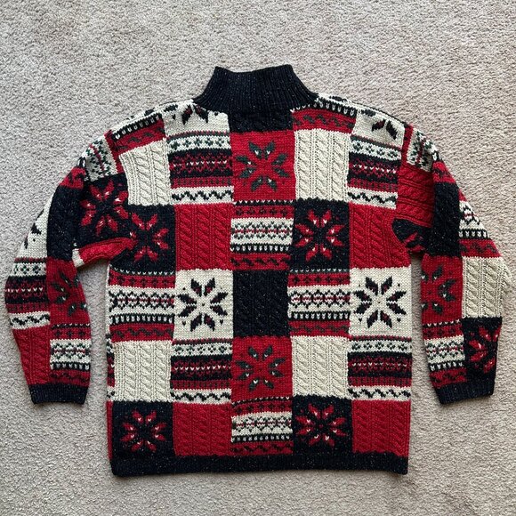 Jones New York Sweater Womens Large Vtg Hand Knit Wool Pullover Mock Neck - Picture 2 of 10